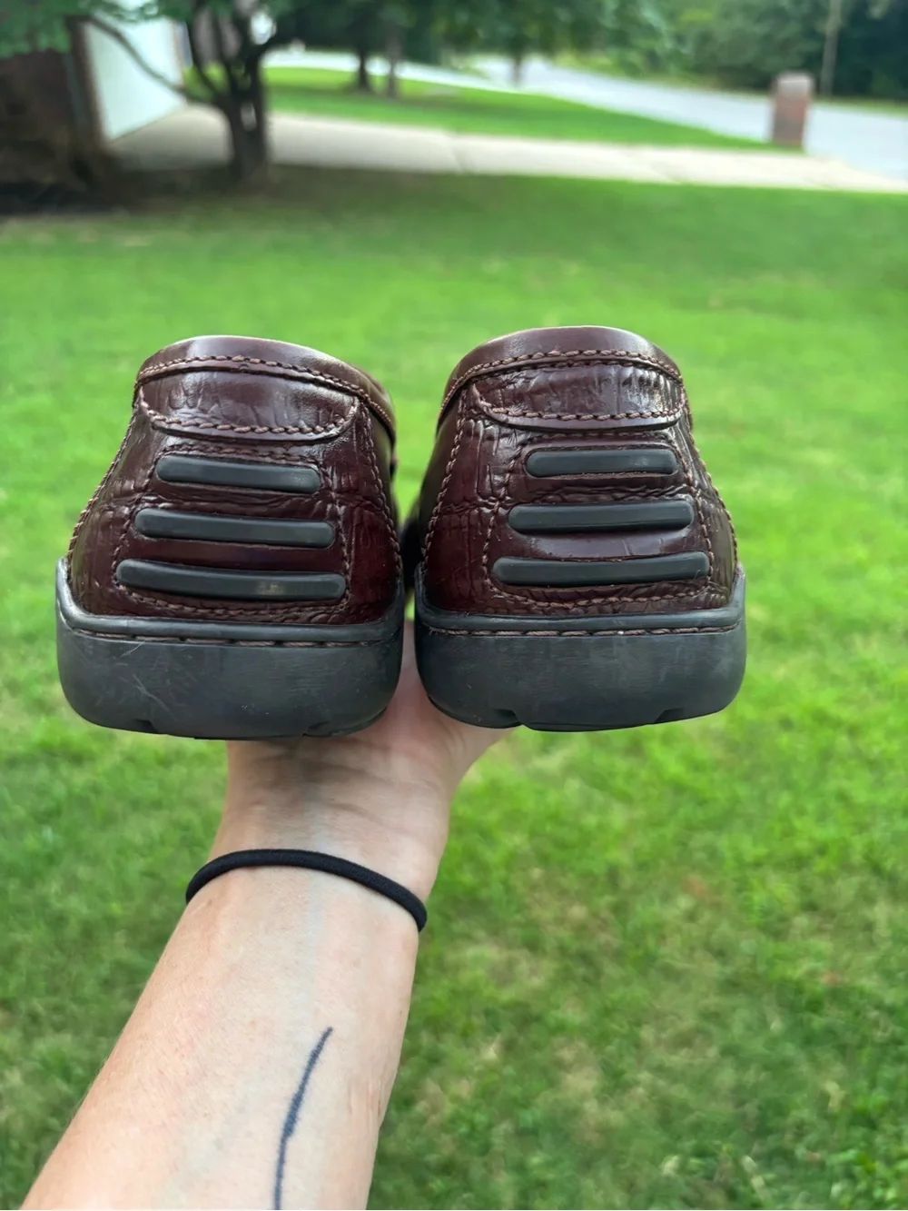 St. John's Bay Brown Croc-Embossed Slip-On Loafers